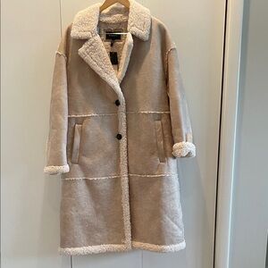 BCBG Women's Tan Shearling Coat
